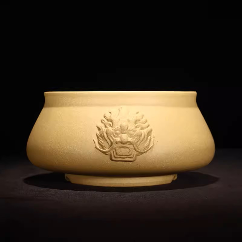 Bonsai Garden Desk - Round Circle Lion Head Bonsai Pot,Vase,