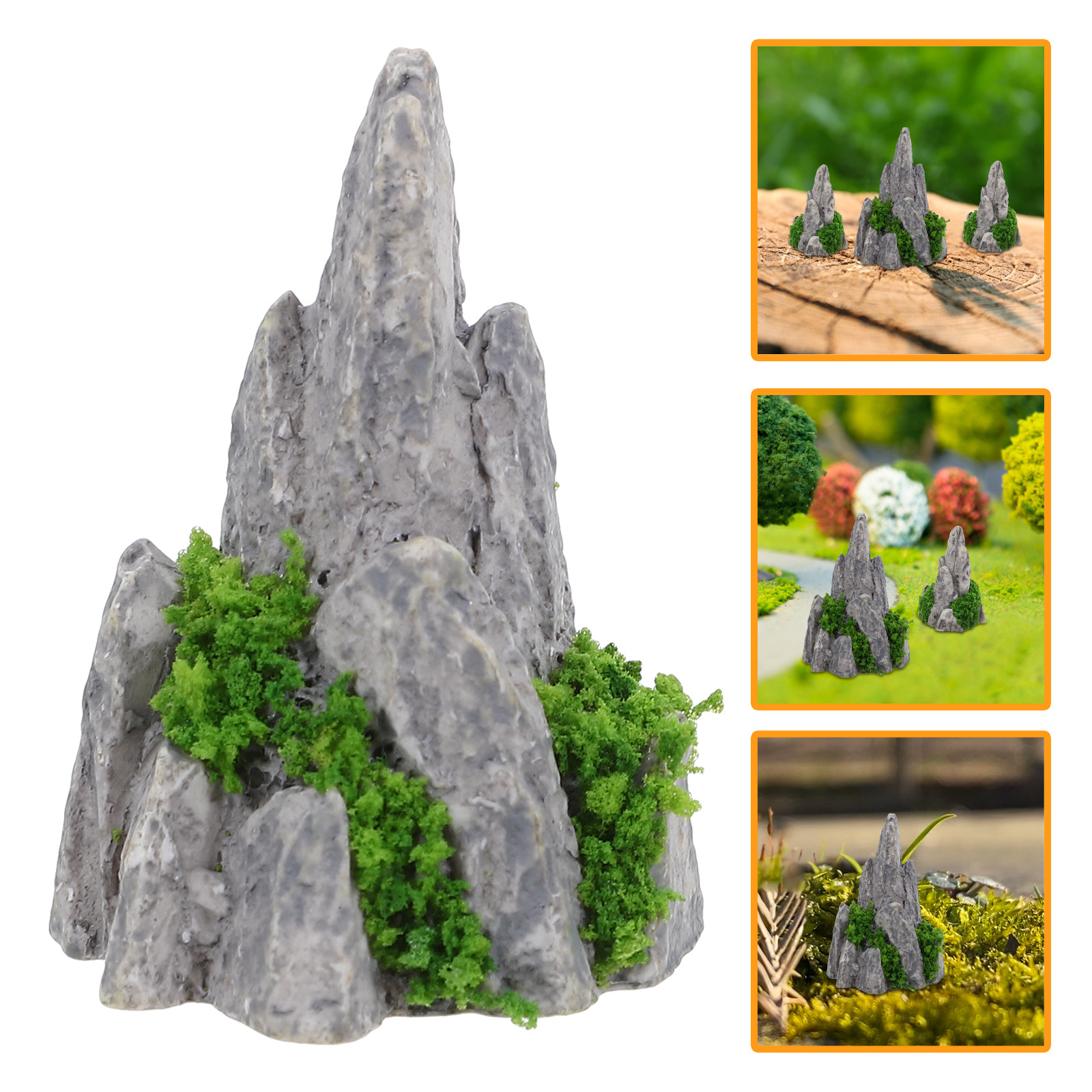 Bonsai Garden Desk - 8Pcs Miniature Resin Rockery Decor for