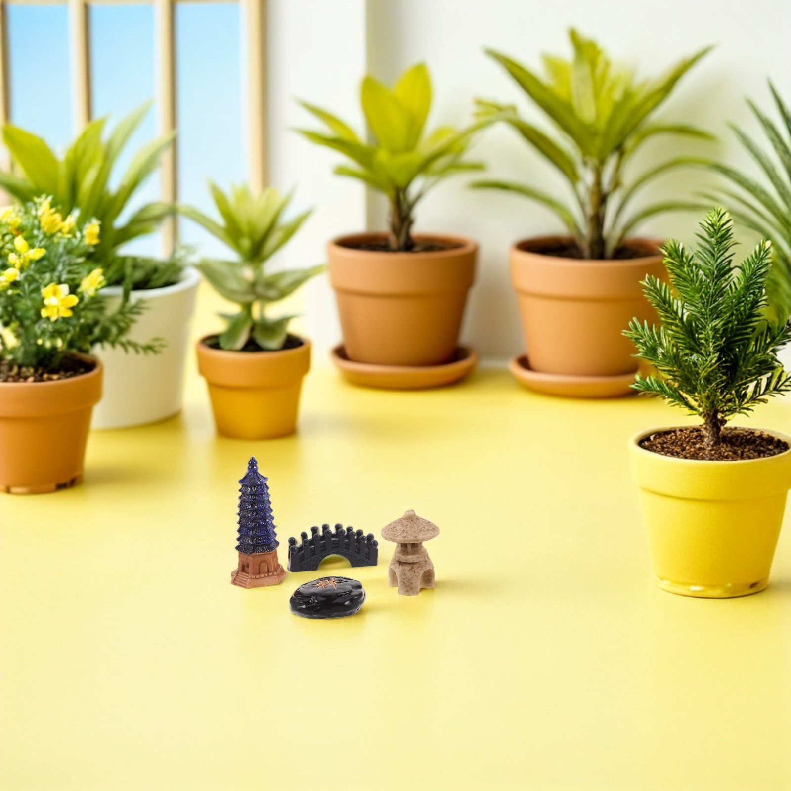 4Pcs Mini Japanese Pagoda Stat - đánh giá và giá Bonsai Garden Desk