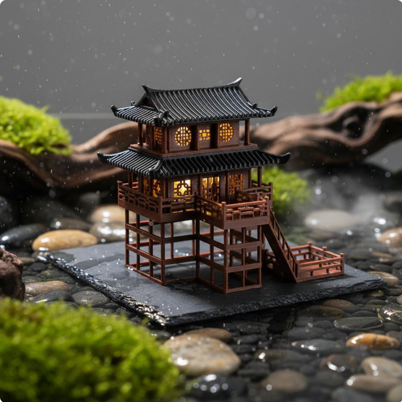 Bonsai House Tabletop Plastic  - đánh giá và giá Landscape Bonsai Garden